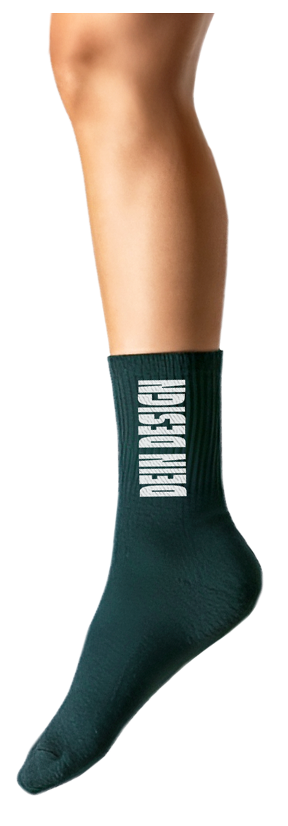 Bein mit individuell bedruckter Teamsocke